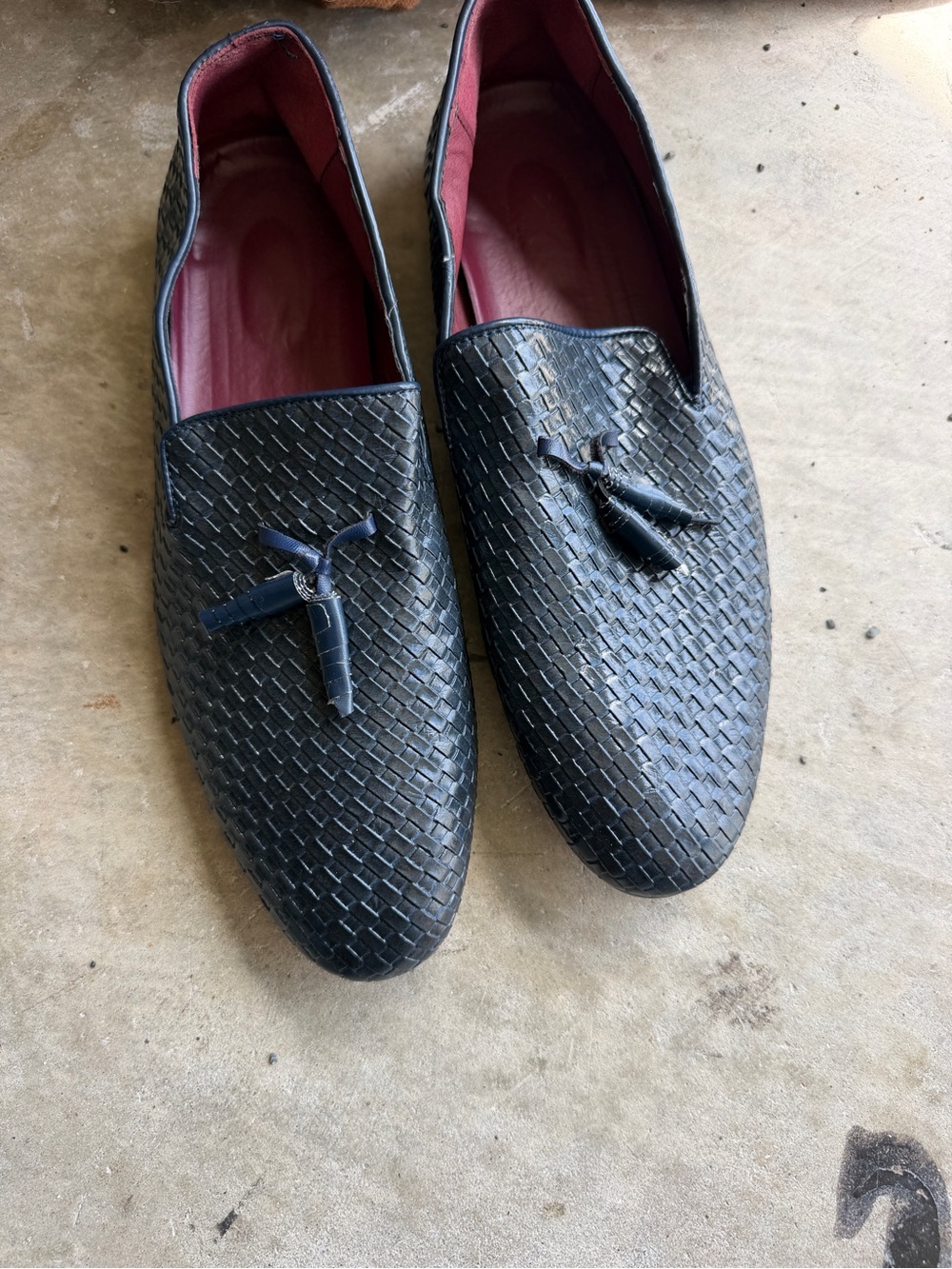 Mens Blue Woven Tassel Loafers